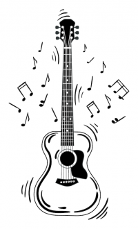 Samolepka Gitara s notami