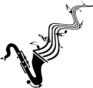 Samolepka Saxofón s notami