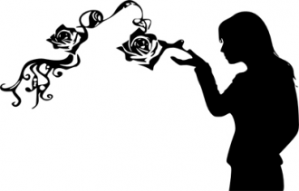 Samolepka Slečna s ružou
