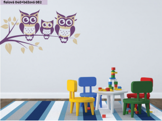 Samolepka na zeď Sovy na větvi