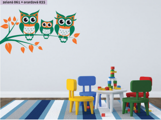 Samolepka na zeď Sovy na větvi
