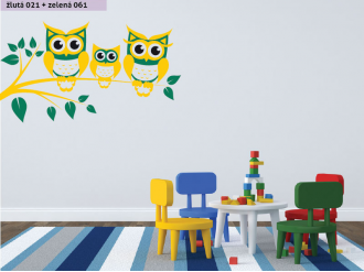 Samolepka na zeď Sovy na větvi