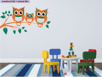 Samolepka na zeď Sovy na větvi
