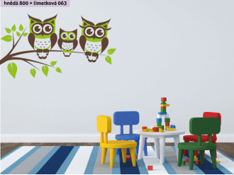 Samolepka na zeď Sovy na větvi