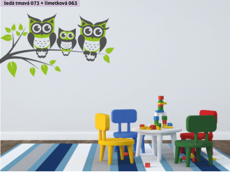 Samolepka na zeď Sovy na větvi