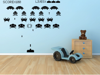 Samolepka na zeď Space invaders