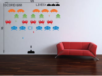 Samolepka na zeď Space invaders