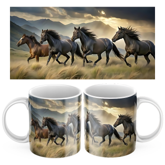 Keramický hrnček Kone a Hory