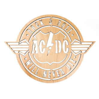 Drevená dekorácia AC/DC