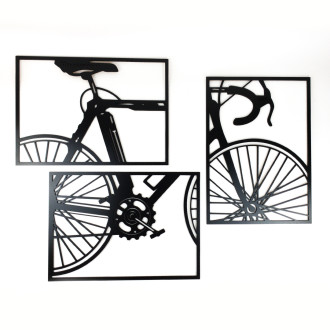 Drevená dekorácia Bicykel (3 diely) čierna