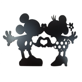 Drevená dekorácia Mickey a Minnie čierna