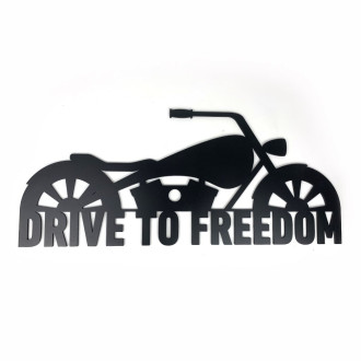 Drevená  dekorácia motorka Drive to Freedom čierna