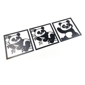 Drevená dekorácia Pandy v rámčeku čierna