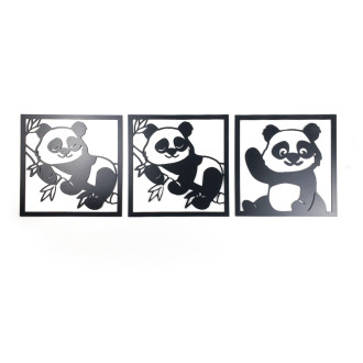 Drevená dekorácia Pandy v rámčeku čierna