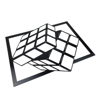 Drevená dekorácia Rubikova kocka čierna
