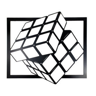 Drevená dekorácia Rubikova kocka čierna