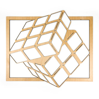 Drevená  dekorácia Rubikova kocka