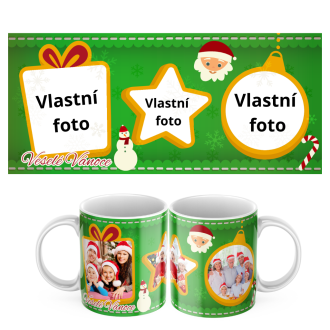 Keramický hrníček Veselé Vánoce s vlastními fotografiemi