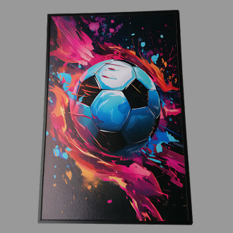 Obraz na plátne v ráme - Futbalová lopta čierna