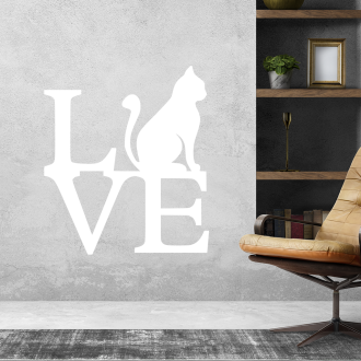 Samolepka Mačička s nápisom Love