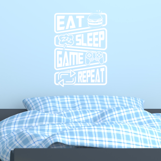 Samolepka Nápis Eat, sleep, game, repeat