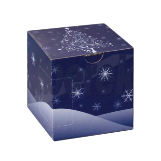 Vianočná krabička na hrnček modrá - Kupujete hrnček ako Vianočný darček pod stromček? Tak je táto krabička skvelým darčekovým balením pod stromček.